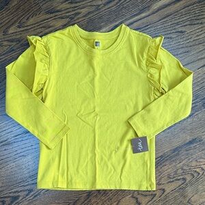Tea Collection Bright Yellow Ruffle Sleeve Long Sleeve Tee